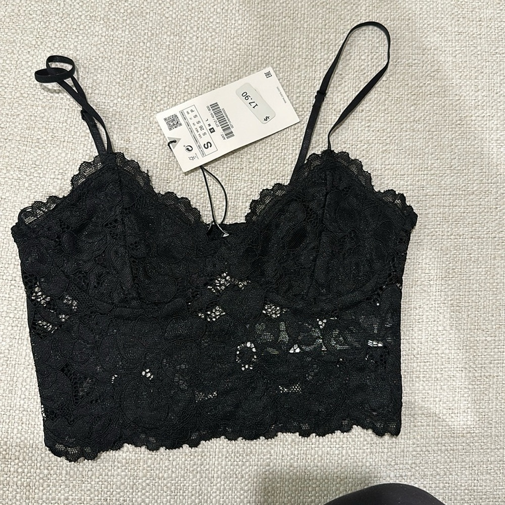 Zara black lace crop